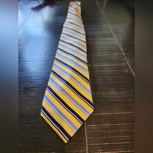 Chaps Yellow and Blue Striped Silk Tie